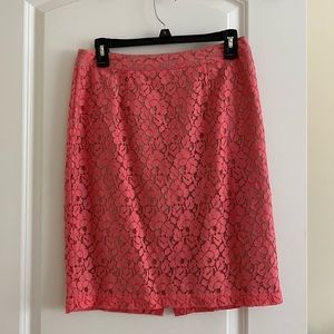 Coral Lace pencil skirt